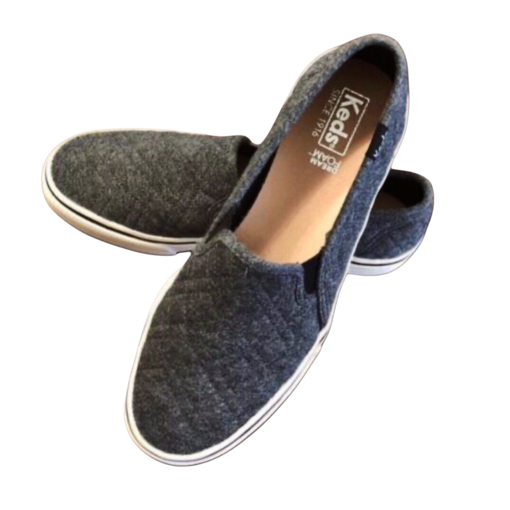 Keds Womens Gray Quilted Double Decker Slip Ons Sz 10